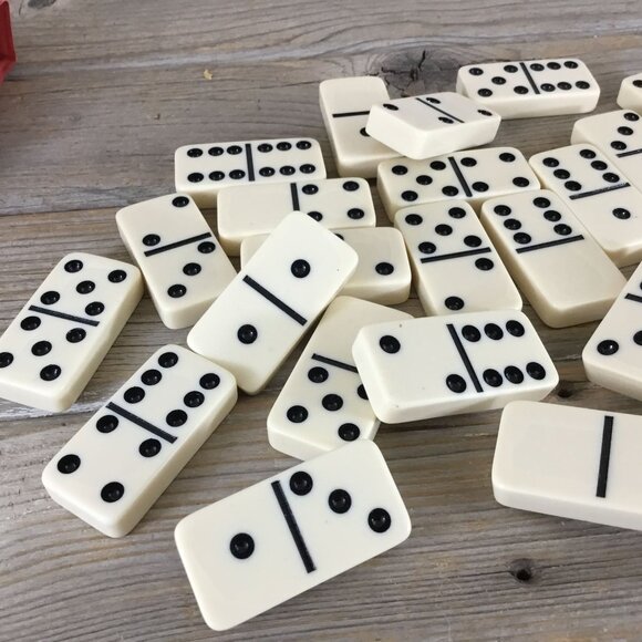 Cardinal Premier Edition Double Six Dominoes – 28 Pieces, Vintage 1990s Red Case - Picture 4 of 6